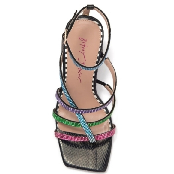 BETSEY JOHNSON Graviti Embellished Leopard Print Block Heel Sandal Size 9.5 - Picture 4 of 10